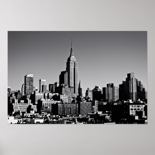 Poster Skyline de New York en noir et blanc (Devant)