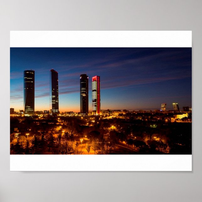 Poster Skyline de nuit Madrid (Devant)