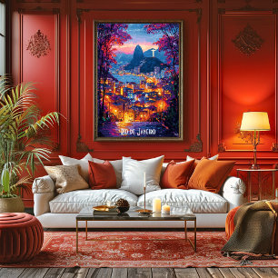 Poster Skyline de Rio de Janeiro - Art brésilien