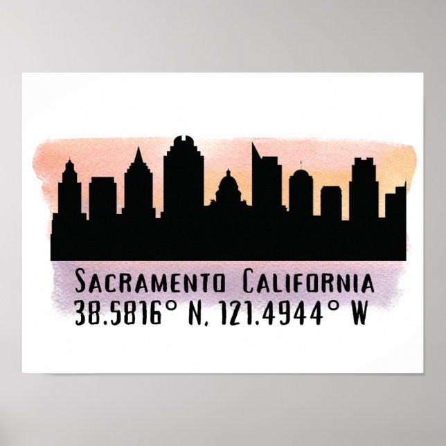 Poster Skyline de Sacramento CA City (Devant)
