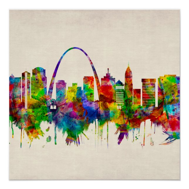 Poster Skyline de Saint-Louis Missouri (Devant)