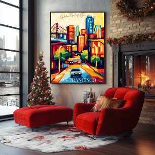 Poster Skyline de San Francisco et Golden Gate dans le st
