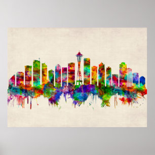 Poster Skyline de Seattle Washington