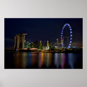 Poster Skyline de Singapour par nuit