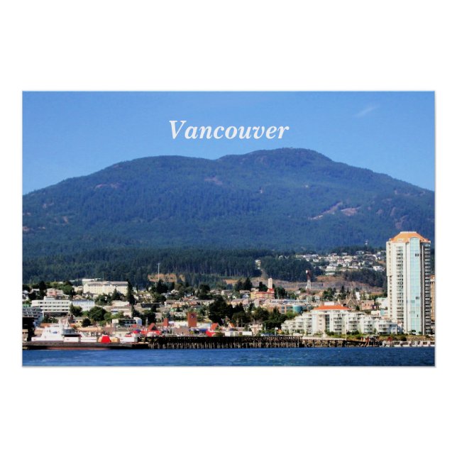 Poster skyline de Vancouver, étiqueté, (Devant)