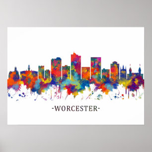 Poster Skyline de Worcester Massachusetts