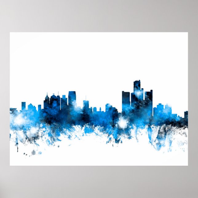 Poster Skyline Detroit Michigan (Devant)