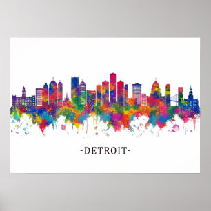 Poster Skyline Detroit Michigan