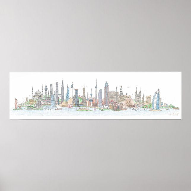 Poster Skyline du monde (Devant)