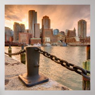 Poster Skyline du quartier financier de Boston