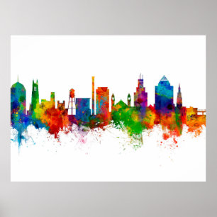 Poster Skyline Durham Caroline du Nord