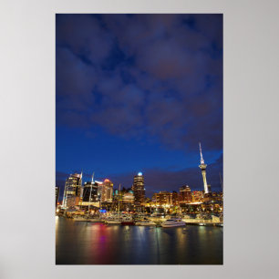 Poster Skyline nocturne d'Auckland