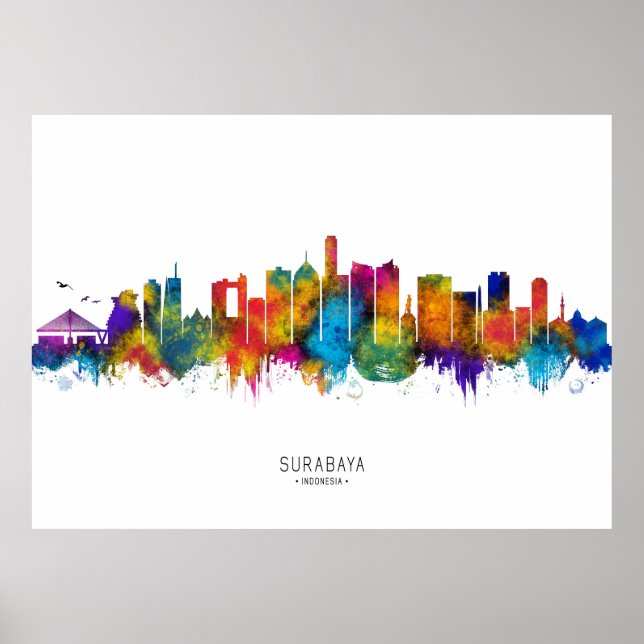 Poster Skyline Surabaya Indonésie (Devant)