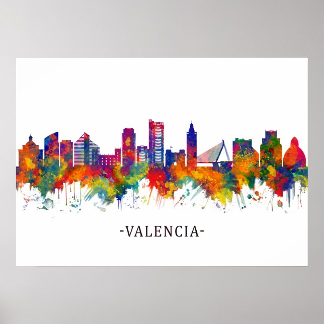 Poster Skyline Valencia Espagne (Devant)