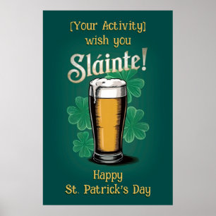 Poster Slàinte ! Verre de bière de la Saint-Patrick sur f