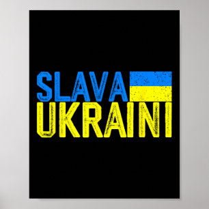 Poster Slava Ukraini Drapeau de l'Ukraine Couleurs en dét