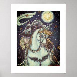 POSTER SLEEPER HOLLOW WITCH UNICORN OWL, HALLOWEEN IMAGIN