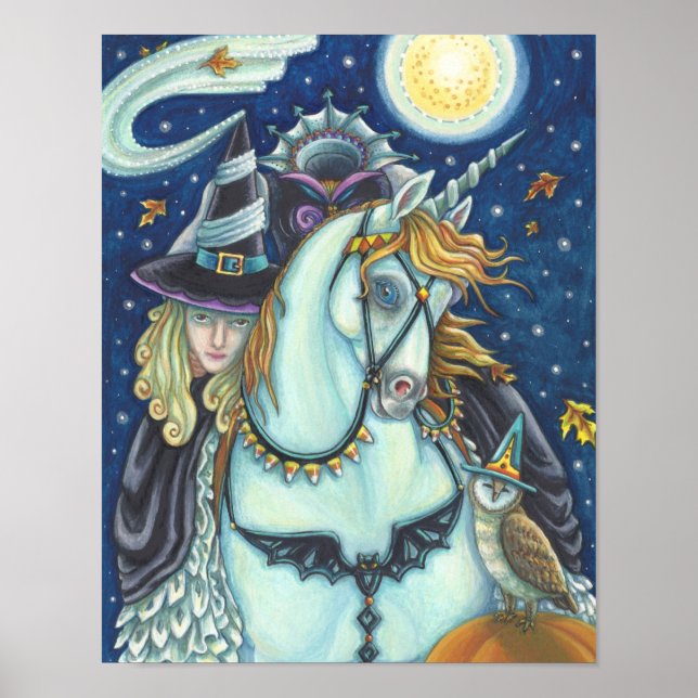 POSTER SLEEPER HOLLOW WITCH UNICORN OWL, HALLOWEEN IMAGIN (Devant)