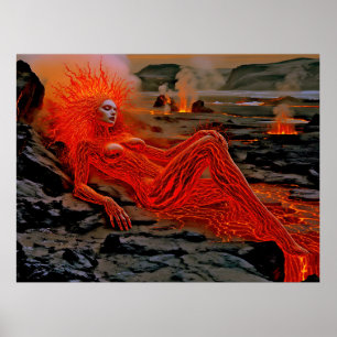 Poster "Sleeping Magma" - Portrait de femme volcanique