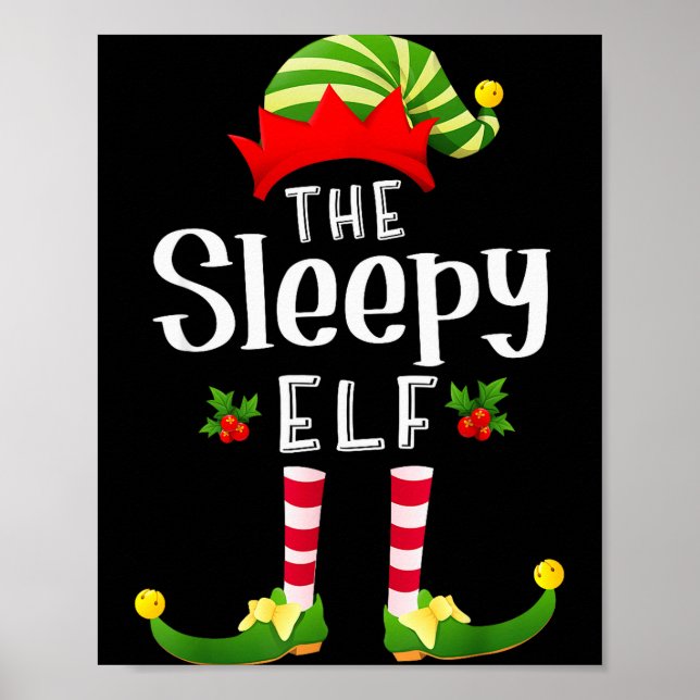 Poster Sleepy Christmas Elf Matching Pajama X-mas Party  (Devant)