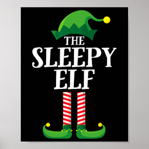 Poster Sleepy Elf Correspondance Famille Groupe Noël