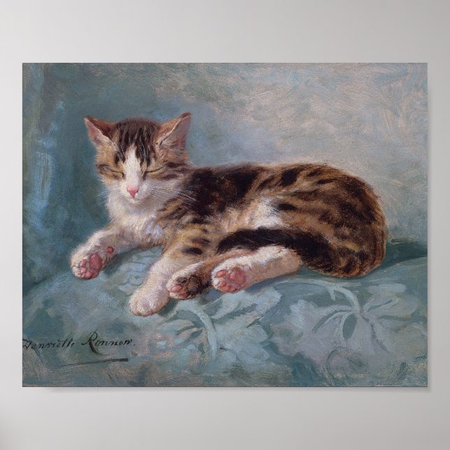 Poster Sleepy Kitten par Henriette Ronner-Knip (Devant)