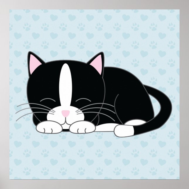 Poster Sleepy Kitty {Tuxedo} (Devant)