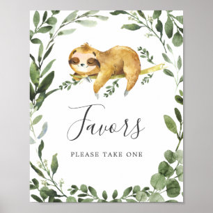 Poster Sleepy Sloth Baby shower Faveurs Signe
