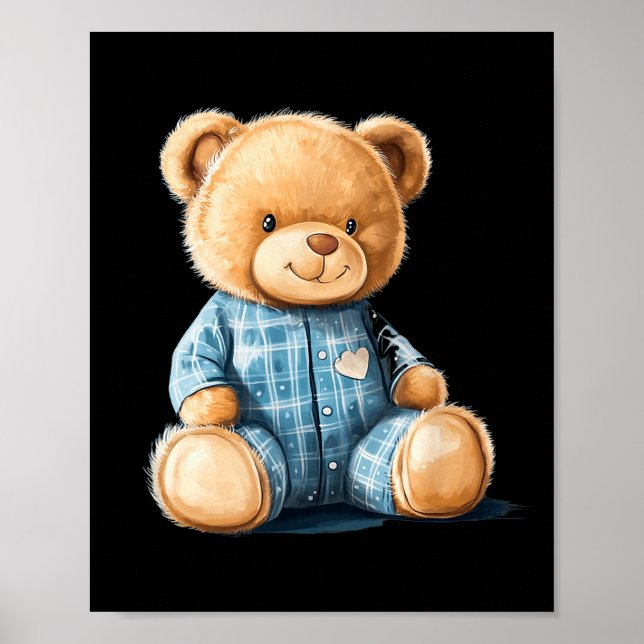 Poster Sleepy Teddy Bear In Cute Pajama Outfit  (Devant)