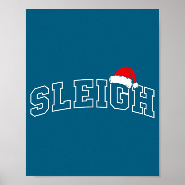 Poster Sleigh Christmas Varsity Minimal Text Santa Hat Fa (Devant)