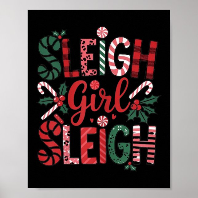 Poster Sleigh Girl Sleigh Funny Little Women's Retro Chri (Devant)