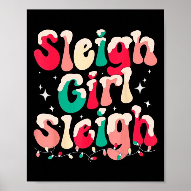 Poster Sleigh Girl Sleigh Noël Rétro Noël Noël Fêtes (Devant)