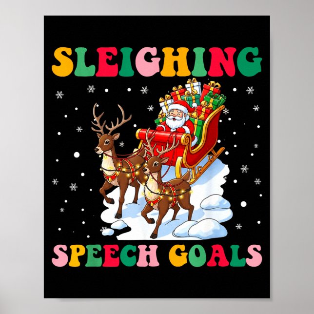 Poster Sleighing Speech Goal Reindeer Christmas Speech Sl (Devant)