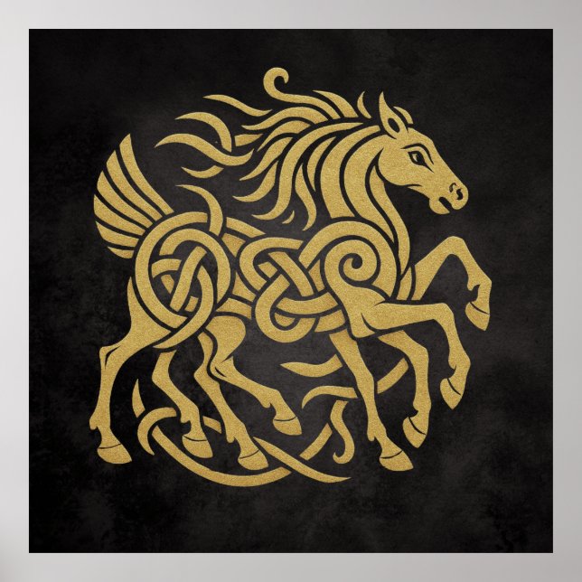 Poster Sleipnir - Le cheval à huit pattes de Norse Mythol (Devant)