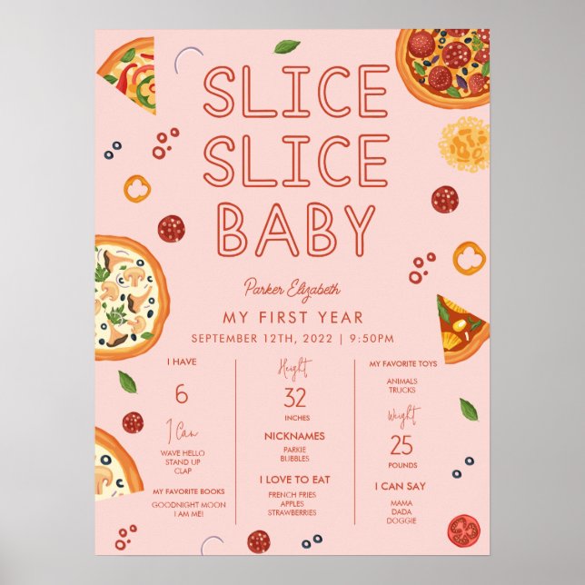 Poster Slice Slice Baby First Birthday Milestone (Devant)