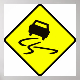 Poster Slippere quand Wet Road Signal de circulation Aust