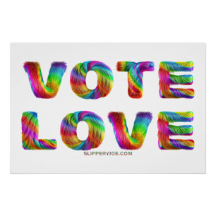 Poster SlipperyJoe vote amour égalité fourrure arc-en-cie