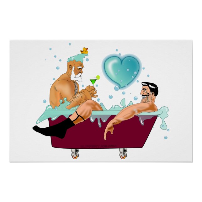 Poster SlipperyJoe's deux gays hommes aiment la baignoire (Devant)
