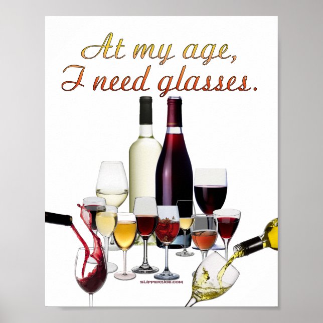 Poster SlipperyJoe's Glasses fermented grapes wine pourin (Devant)