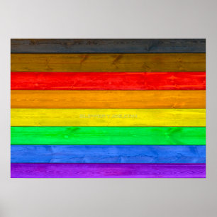 Poster SlipperyJoe's inclusive gay pride flag wooden blac