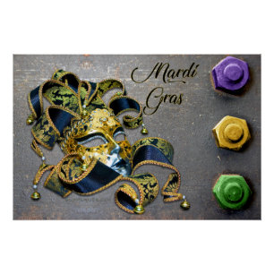 Poster SlipperyJoe's Mardi Gras Masque violet or vert bl