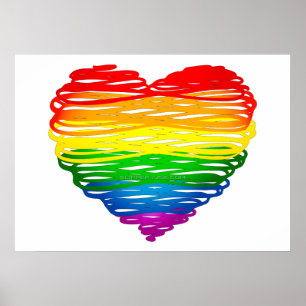 Poster SlipperyJoe's Pride Heart Scribbles forme de coeur