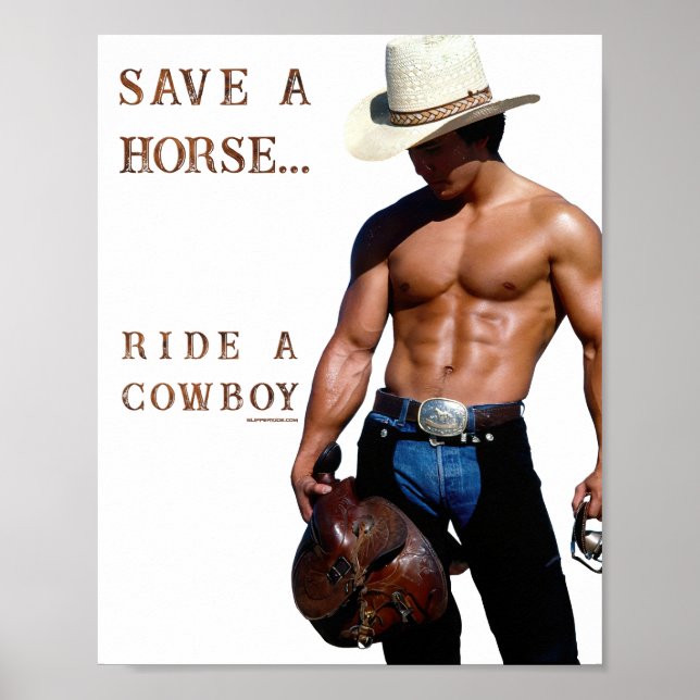 Poster SlipperyJoe's save horse ride paille cowboy casque (Devant)