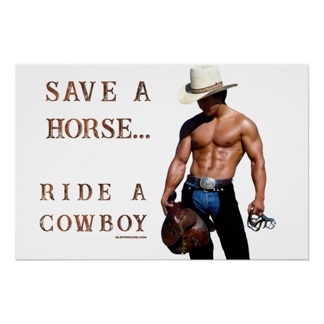 Poster SlipperyJoe's save horse ride paille cowboy casque (Devant)