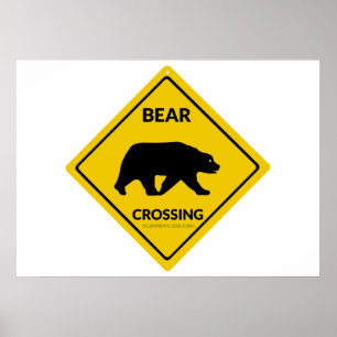 Poster SlipperySignal de passage de l'ours de Joe silhoue