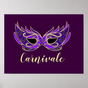 Poster slogan carnivale masque royal violet
