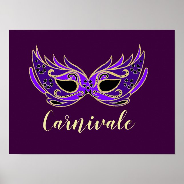 Poster slogan carnivale masque royal violet (Devant)