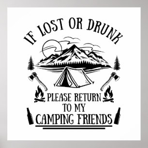 Poster Slogan de campeur drôle citations de camping et de