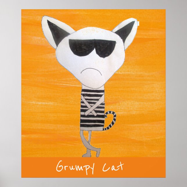 Poster slogan de chat croustillant avec lunettes de solei (Devant)