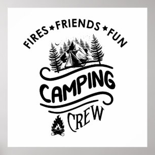 Poster Slogan drôle d'équipe de camping amis campeurs